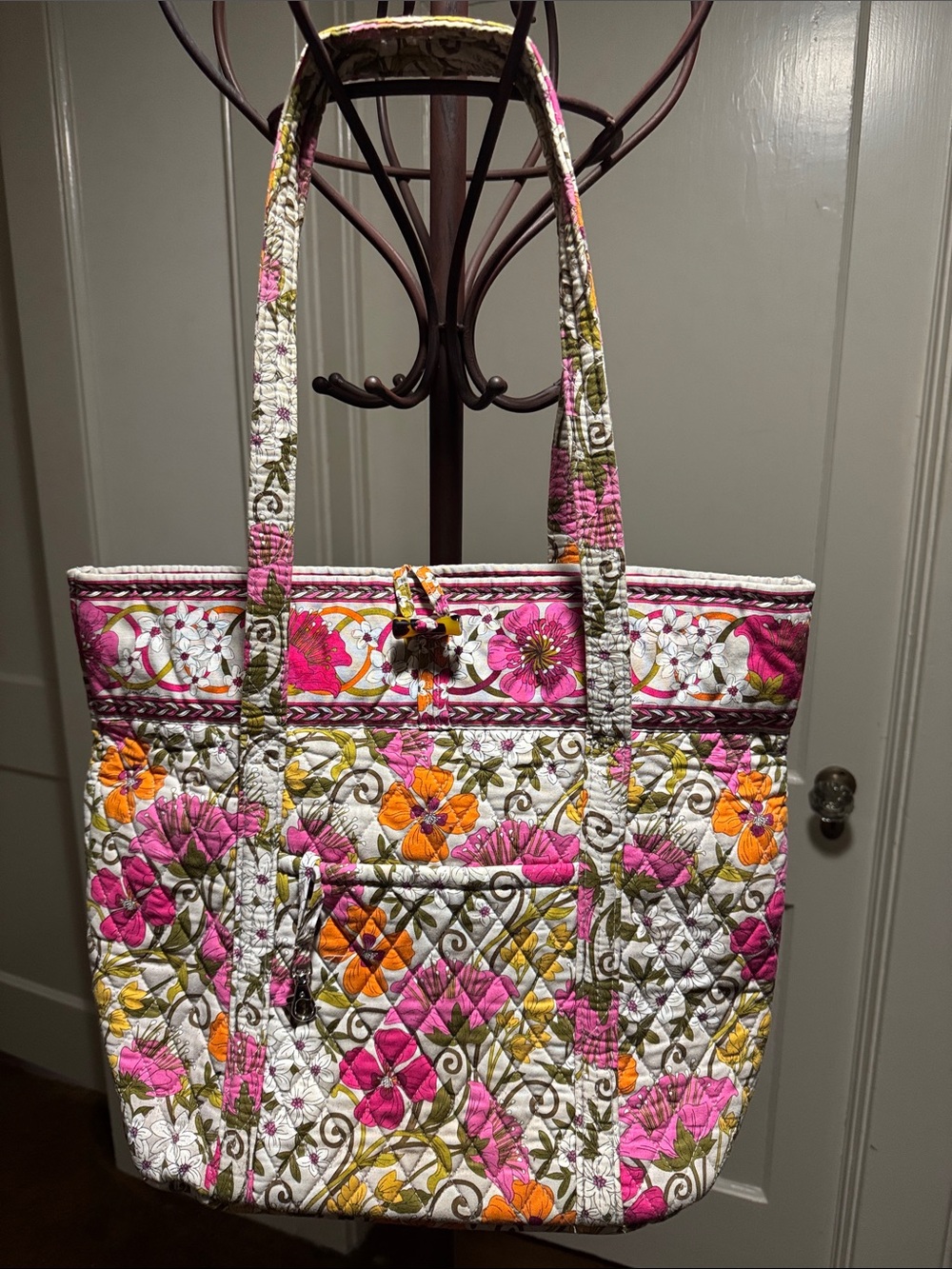 Vera Bradley Pink, Orange & White Quilted Floral Tote